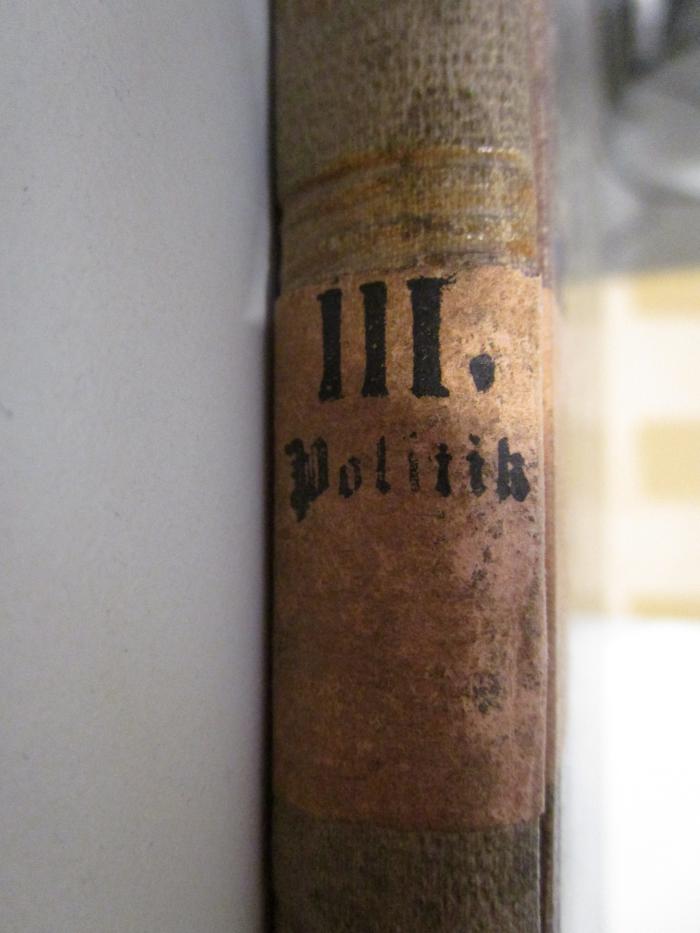  Baltische Monatssschrift (1859);- (Preußen. Ministerium für Handel und Gewerbe. Bibliothek), Etikett: Signatur; 'III. Politik'. 
