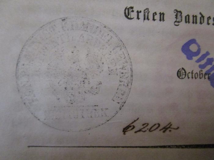  Baltische Monatssschrift (1859);- (Preußen. Ministerium für Handel und Gewerbe. Bibliothek), Von Hand: Nummer; '6204.'. 