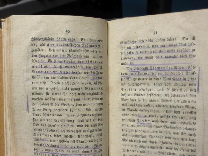 I 16279: Versuch einer Biographie der Frau Gräfin von Lichtenau : einer berühmten Dame das vorigen Jahrhunderts (1800);- (unbekannt), Von Hand: Annotation. 