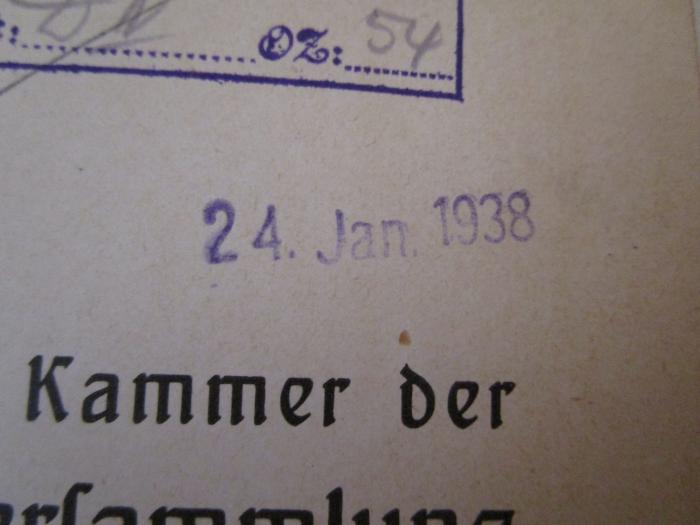  Die Mitglieder der ersten Kammer der Badsichen Ständeversammlung in den Jahren 1817 bis 1904 (1906);- (Reichsstelle für Sippenforschung (Berlin)), Stempel: Datum; '24. Jan. 1938'. 