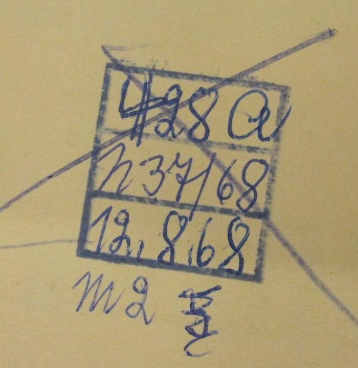 - (Städtische Volksbücherei (Berlin-Pankow) ), Stempel: Signatur, Inventar-/ Zugangsnummer.  (Prototyp)