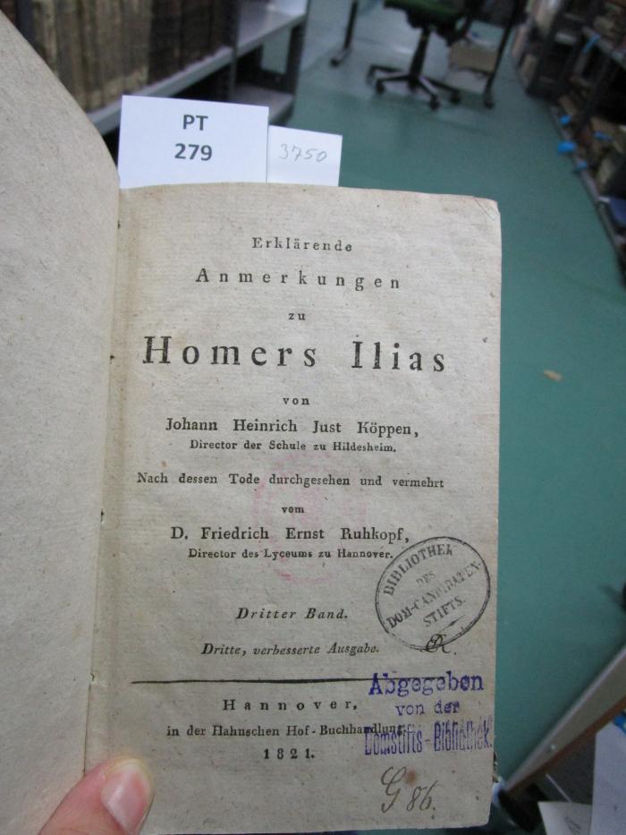  Erklärende Anmerkungen zu Homers Ilias (1821)