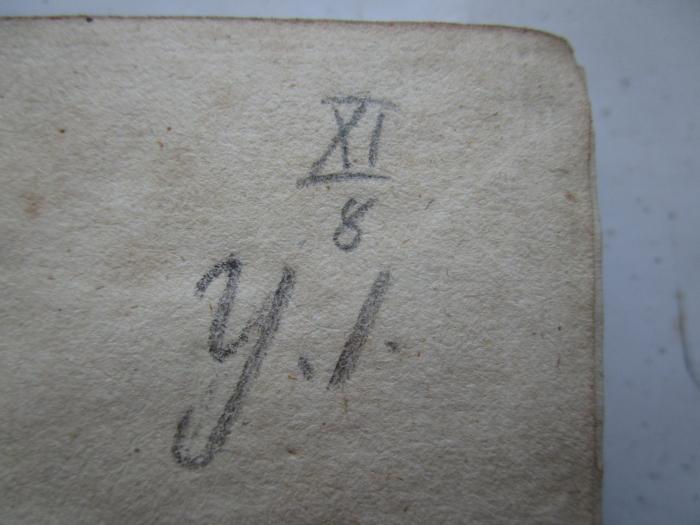 Annalen der leidenden Menschheit in zwanglosen Heften (1795);- (Grosse Landesloge der Freimaurer von Deutschland), Von Hand: Signatur; 'Xi 8 Y.I.'. 