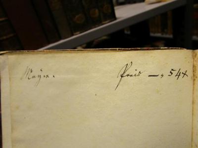 I 22527 2. Ex.: Geschichte der Regierung und Bildung von Baden unter Carl Friederich (o.J.);- (Mayer, [?]), Von Hand: Autogramm, Name, Preis; 'Mayer. Preis -. 54x'. 