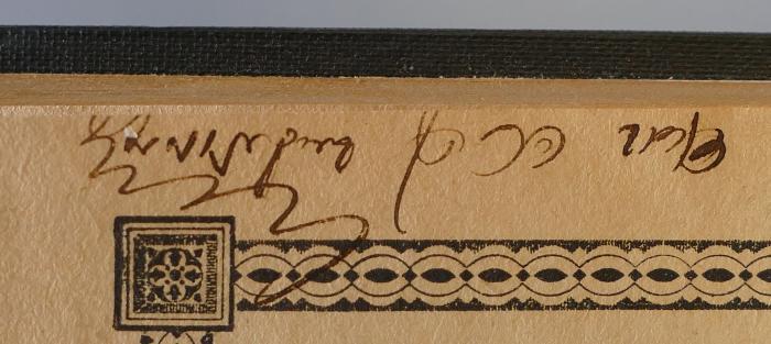 - (Berkenwald, Davidov haCohen), Von Hand: Name, Exlibris; '[?] דודוב הכהן בערקענוואלד'. 