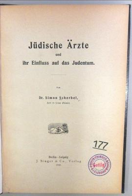 43A4914 : Jüdische Ärzte und ihr Einfluss auf das Judentum (1905)