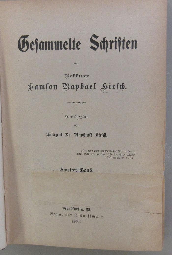 43A4853,2 : Gesammelte Schriften. - 2. (1904)