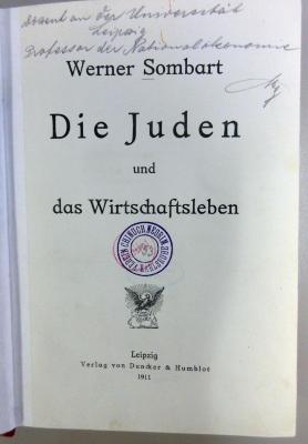 42A773 : Die Juden und das Wirtschaftsleben (1911)