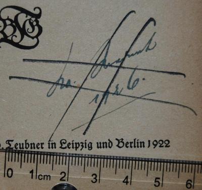 - (B[...]nt[?], Dr. [...]), Von Hand: Datum, Name; ' Dr.[?] B[...]nt[?] 1926.'. 