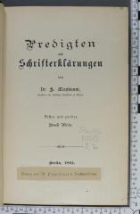 296.45 MAYB 2,2 : Predigten und Schrifterklärungen. Erstes und zweites Buch Mose (1894)