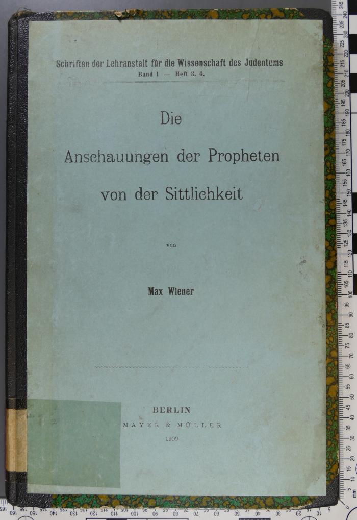 296.4 WIEN : Die Anschauungen der Propheten von der Sittlichkeit  (1909)