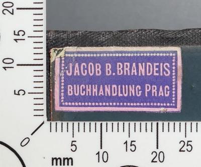 - (Brandeis, Jakob B. Buchhandlung Prag), Etikett: Buchhändler; 'Jacob B. Brandeis 
Buchhandlung Prag'.  (Prototyp)