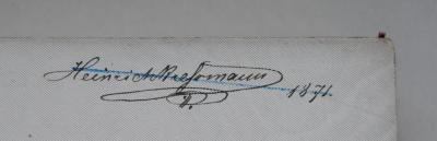 - (Krehrmann[?], Heinrich), Von Hand: Name, Datum; 'Heinrich Krehrmann[?] 1871.'. 