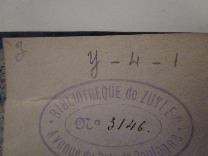  Des jésuites (1843);- (unbekannt), Von Hand: Nummer; 'y - 4 - 1'. 