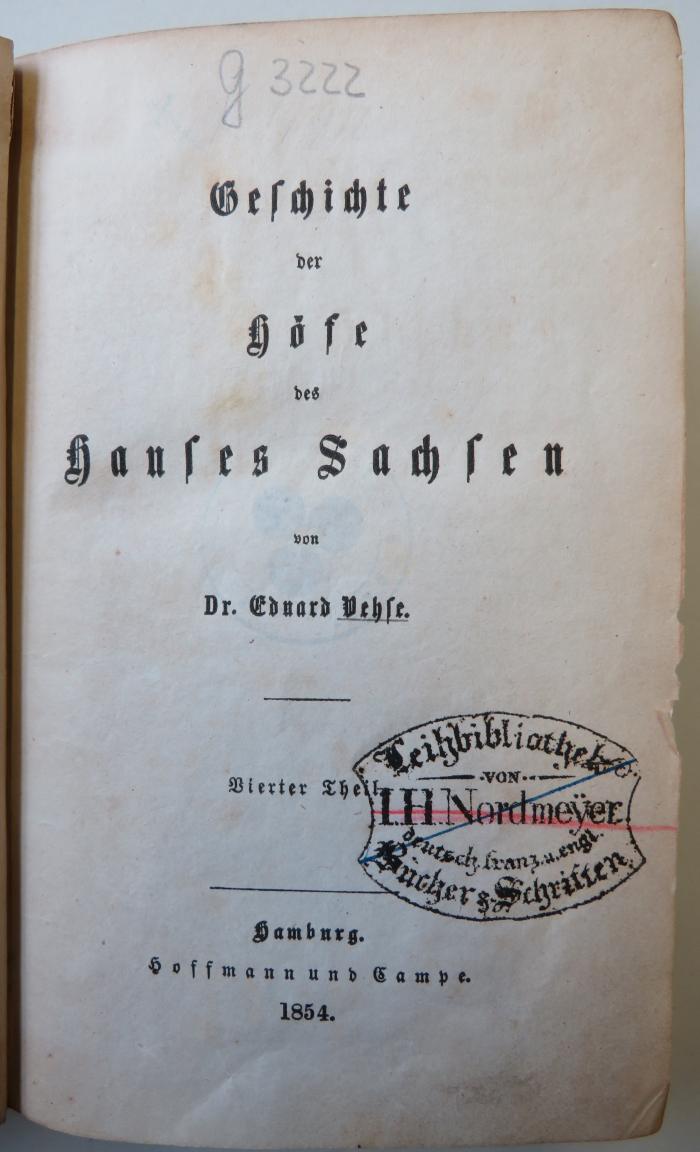 G 3222 : Geschichte der Höfe des Hauses Sachsen. Vierter Theil. (1854)