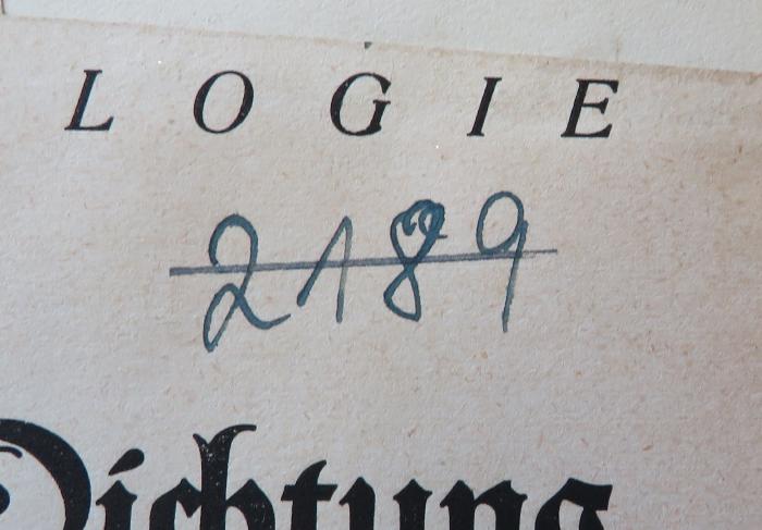 - (NSDAP-Gauarchiv Südhannover-Braunschweig), Von Hand: Signatur; '2189'. 