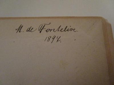 Mu;Z 714 1; 28;: Neue Musik-Zeitung : Illustriertes Familienblatt (1897);- (Fontelive, M. de), Von Hand: Autogramm, Name, Datum; 'M. de Fontelive 1897.'. 