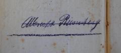 - (Riesenberg[?], Albrecht), Von Hand: Name; 'Albrecht Riesenberg[?]'. 