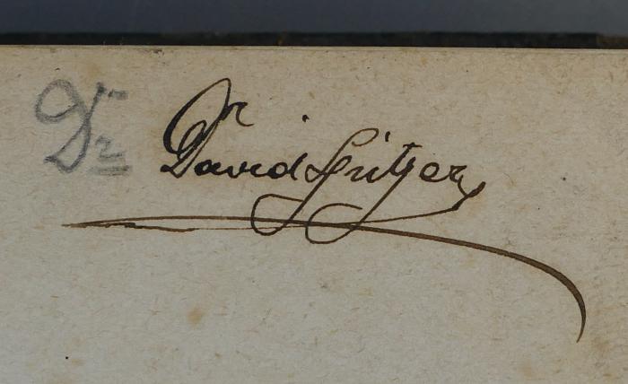 - (Spitzer, David), Von Hand: Name, Autogramm; 'Dr. David Spitzer'. 