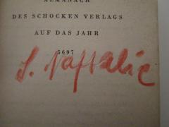 - (Naftalie, S.), Von Hand: Autogramm, Name; 'S. Naftalie'. 