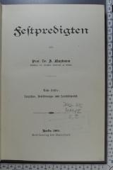 296.45 MAYB 2,5 : Festpredigten. Erste Hälfte: Neujahrs-, Versöhnungs- und Laubhüttenfest (1909)