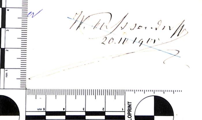 - (Ossendorff[?], W[...] von), Von Hand: Name, Datum; 'W. […]ssendorff / 20.10.1901.'. 