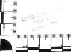 - (Weiershäuser, Heinrich J.), Stempel: Name, Berufsangabe/Titel/Branche, Ortsangabe; 'Heinrich J. Weiershäuser / Kursmakler, Hannover / Matthias-Straße 5[?'. 