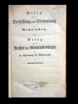 O48A348 : Gesetz über die Verfassung und Verwaltung der Gemeinden : [von Baden] (1843)