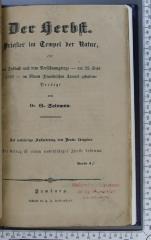 296.45 SALO : Der Herbst. Priester im Tempel der Natur : eine am Sabbath nach dem Versöhnungstage - am 25. Sept. 1852 - im Neuen Israelitischen Tempel gehaltene Predigt  (1852)