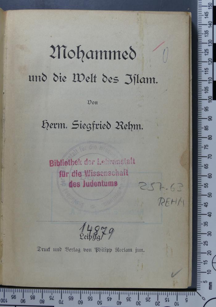 297.63 REHM;Rc 181 ; ;: Mohammed und die Welt des Islam ([1915])