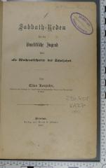 296.451 KARP : Sabbath-Reden für die israelitische Jugend : über alle Wochenabschnitte des Schuljahrs (1887)