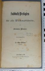 296.451 PLES : Sabbath-Predigten für alle Wochenabschnitte  (1888)