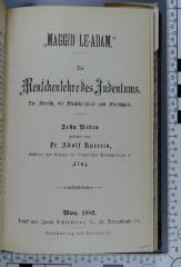 296.452 HILL : "Maggid le-Adam" : die Menschenlehre des Judentums; der Mensch, die Menschlichkeit und Menschheit; zehn Reden / gehalten von Adolf Kurrein  (1882)