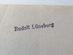 - (Lüneburg, Rudolf Karl), Stempel: Name; 'Rudolf Lüneburg'. 