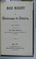 296.452 HILL : "Maggid Mereschith" : die Offenbarungen der Schöpfung; fünf Reden / gehalten von Adolf Kurrein (1880)