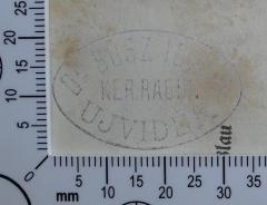 - (Pap, Ignaz), Stempel: Exlibris, Name; 'Dr. Süsz Ignac
Ker. Rabbi
Ujvidék'.  (Prototyp)