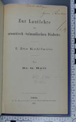 492.274 RUEL : Zur Lautlehre der aramäisch-talmudischen Dialecte. 1, Die Kehllaute (1879)