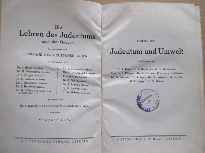 BD 1230 B199 (-5) +2 : Judentum und Umwelt. (1929)