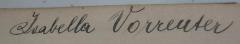 - (Vorreuter, Isabella), Von Hand: Autogramm, Name; 'Isabella Vorreuter'. 