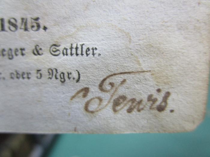 -, Von Hand: Name, Autogramm; 'Teuris'