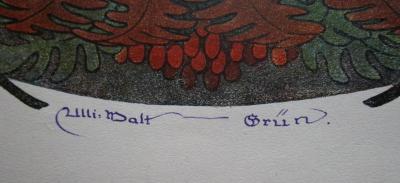 Cw 42 x: Die schlafenden Bäume, ein Märchen in Bildern mit Versen ([1901]);- (Grün, Ulli-Walt), Von Hand: Autogramm, Name; 'Ulli-Walt - Grün'. 