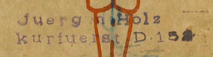 - (Holz, Jürgen), Stempel: Name, Ortsangabe; 'Juergen Holz Kurfuerst D 152'.  (Prototyp); Hawa Naschira! (Auf, Laßt uns singen!) : Liederbuch für Unterricht, Bund und Haus (1935)