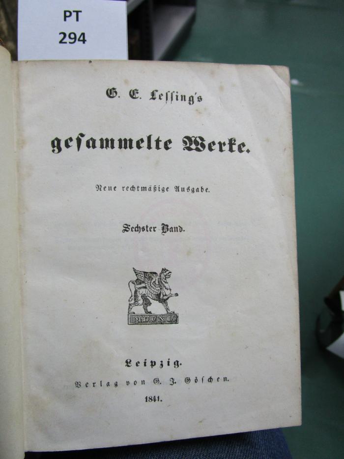  G. E. Lessing's gesammelte Werke (1841)