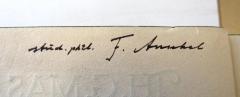 - (Anschel[?], F.), Von Hand: Name, Berufsangabe/Titel/Branche; 'stud. phil. F. Anschel[?]'.  (Prototyp)