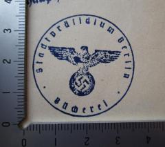 G45II / 1424 (Berlin. Stadtpräsident), Stempel: Name, Ortsangabe, Berufsangabe/Titel/Branche, Abbildung; 'Stadtpräsidium Berlin 
Bücherei '.  (Prototyp)