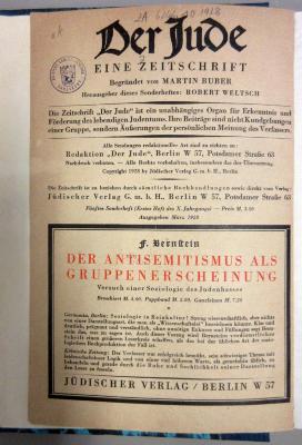 ZA 6246,10.1929 : Der Jude: Monatsschrift / hrsg. von Martin Buber. Sonderheft zu Martin Bubers fünfzigstem Geburtstag. (1929)