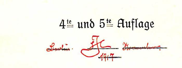 - (JJC[?]), Von Hand: Initiale, Ortsangabe, Datum; 'Berlin / JJC[?] November. 1917'. 