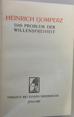 43A4777 : Das Problem der Willensfreiheit (1907)