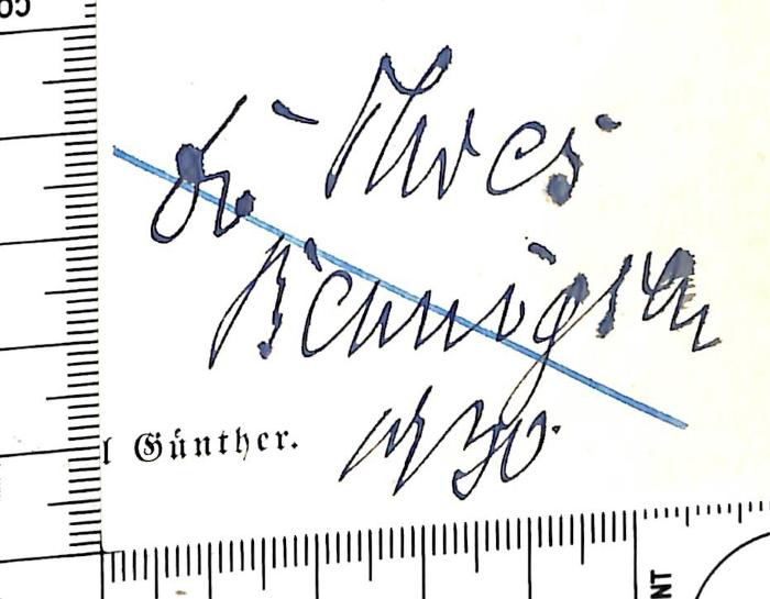 - (Thies, [...] Dr. med.),  Name, Ortsangabe, Datum'Dr. Thies / Bennigsen 1930.'. 