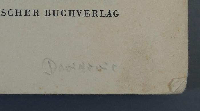 - (Davidovic, Emil), Von Hand: Name, Exlibris; 'Davidovic'. 